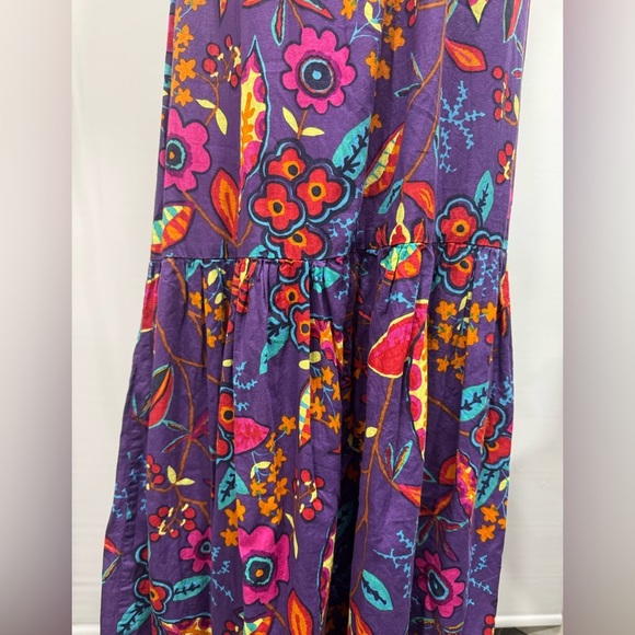 multicolor maxi Dress Floral 100% cotton sz 36 D - Picture 7 of 9